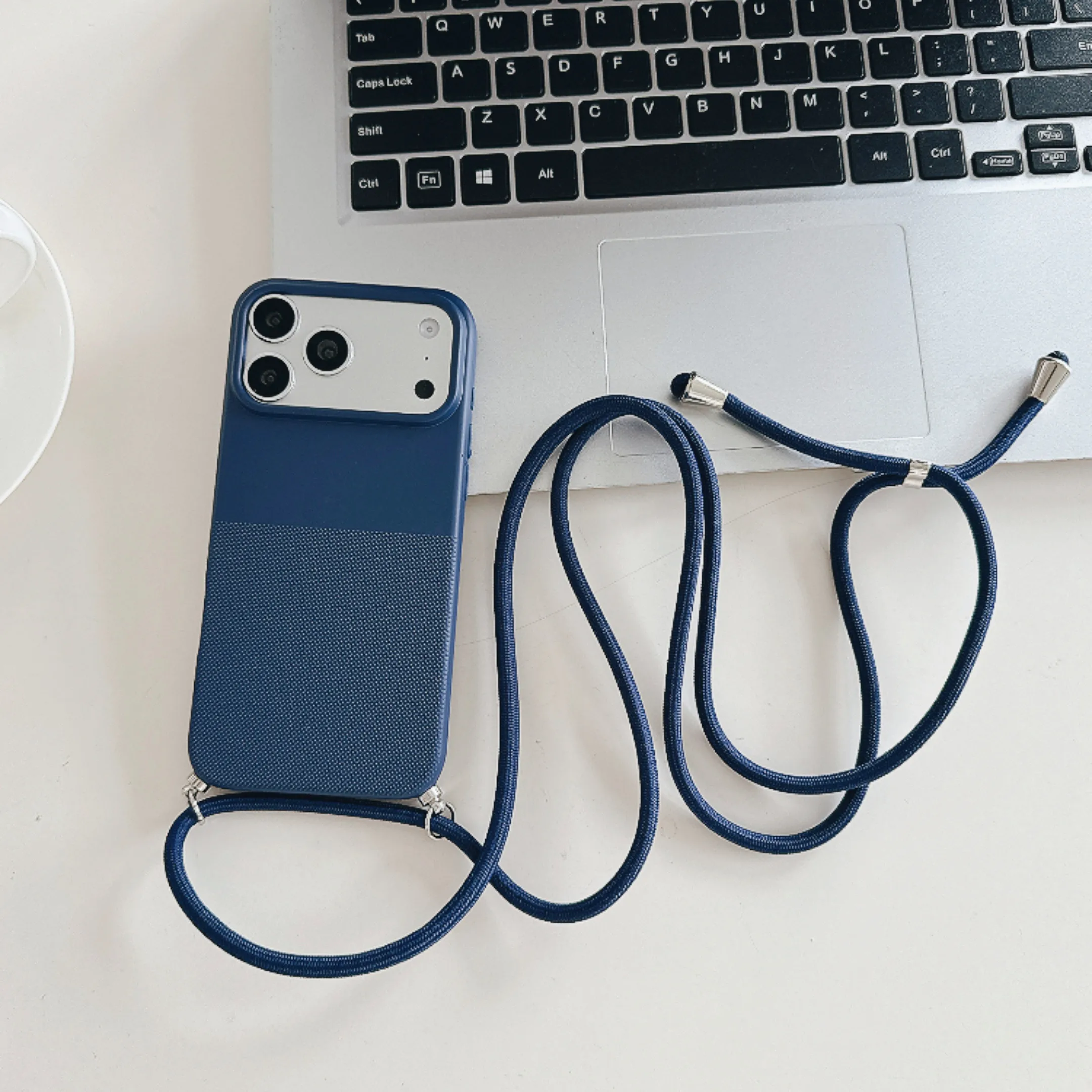 Polka Dot Phone Case with Necklace Lanyard - Soft Cover Accessory