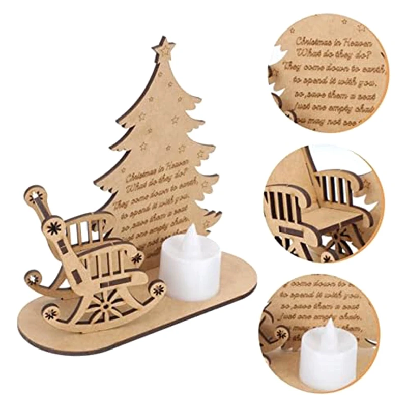 Candle Light Table Candles Wood Rocking Chair Tablescape Decor Christmas Blocks Decor Christmas Wooden Centerpiece Signs