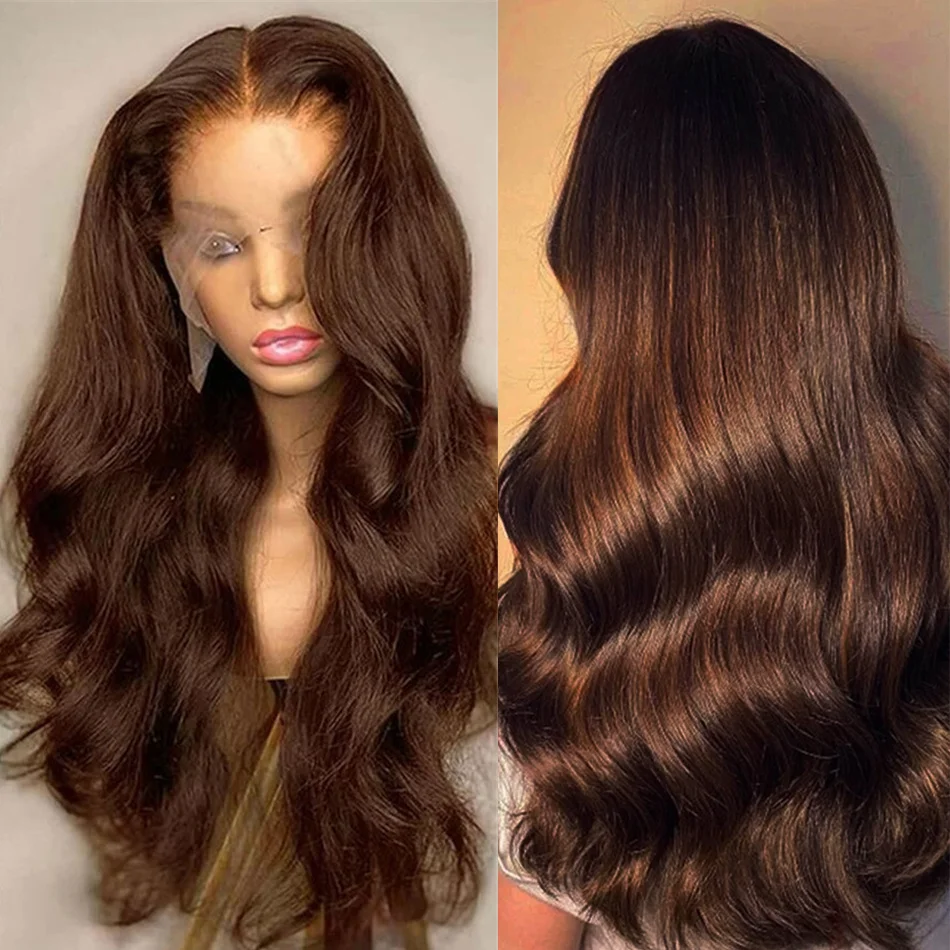 Chocolate Brown 13x4 Lace Front Human Hair Wig Body Wave Dark Brown 13x6 HD Lace Frontal Wig 4x4 for Women 2