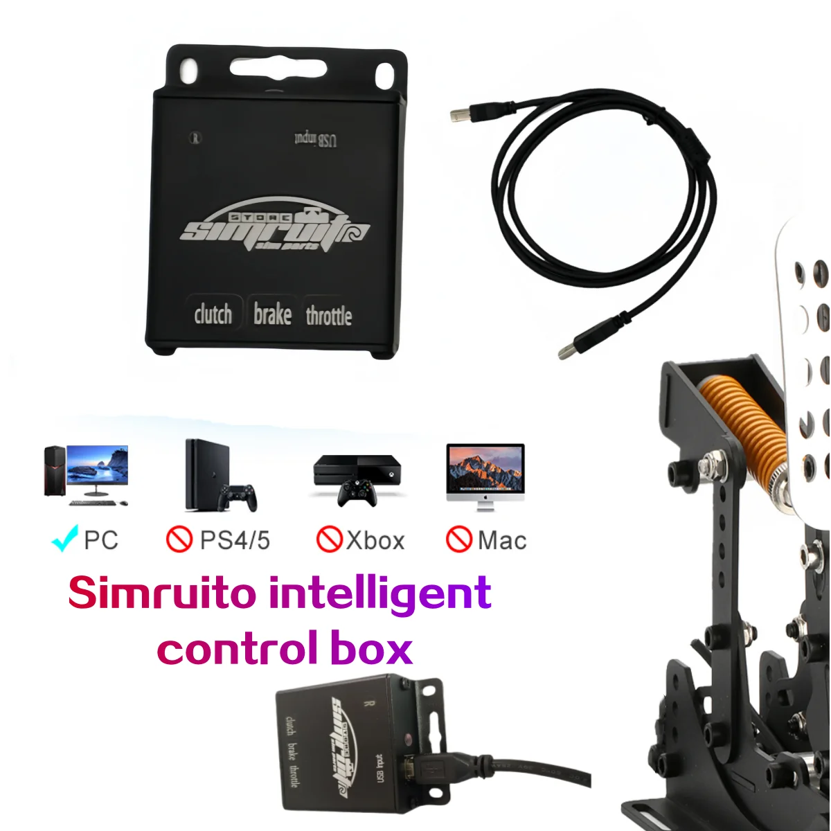 Racing Pedals SimRuito Racing Pedals for PC 200KG Load cell Driving Simulator