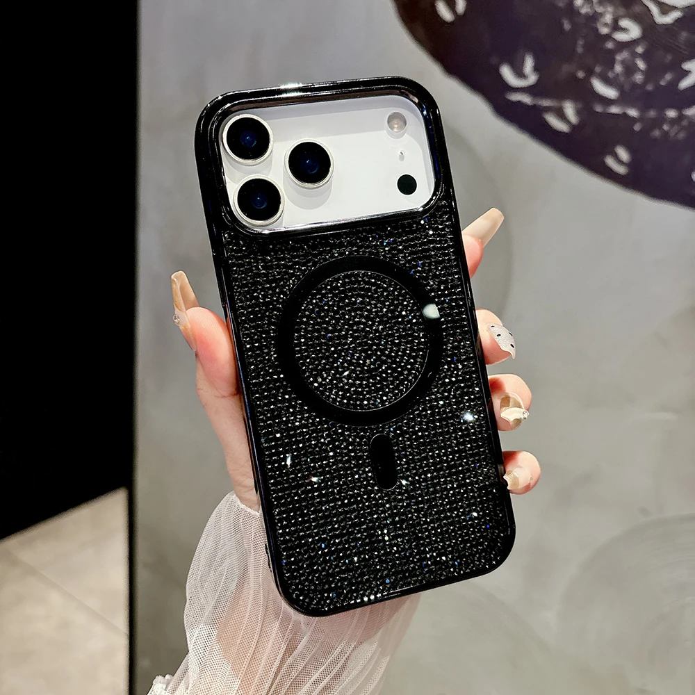 Luxury Diamond Bling Glitter Sequin Plating Magnetic Case Cover