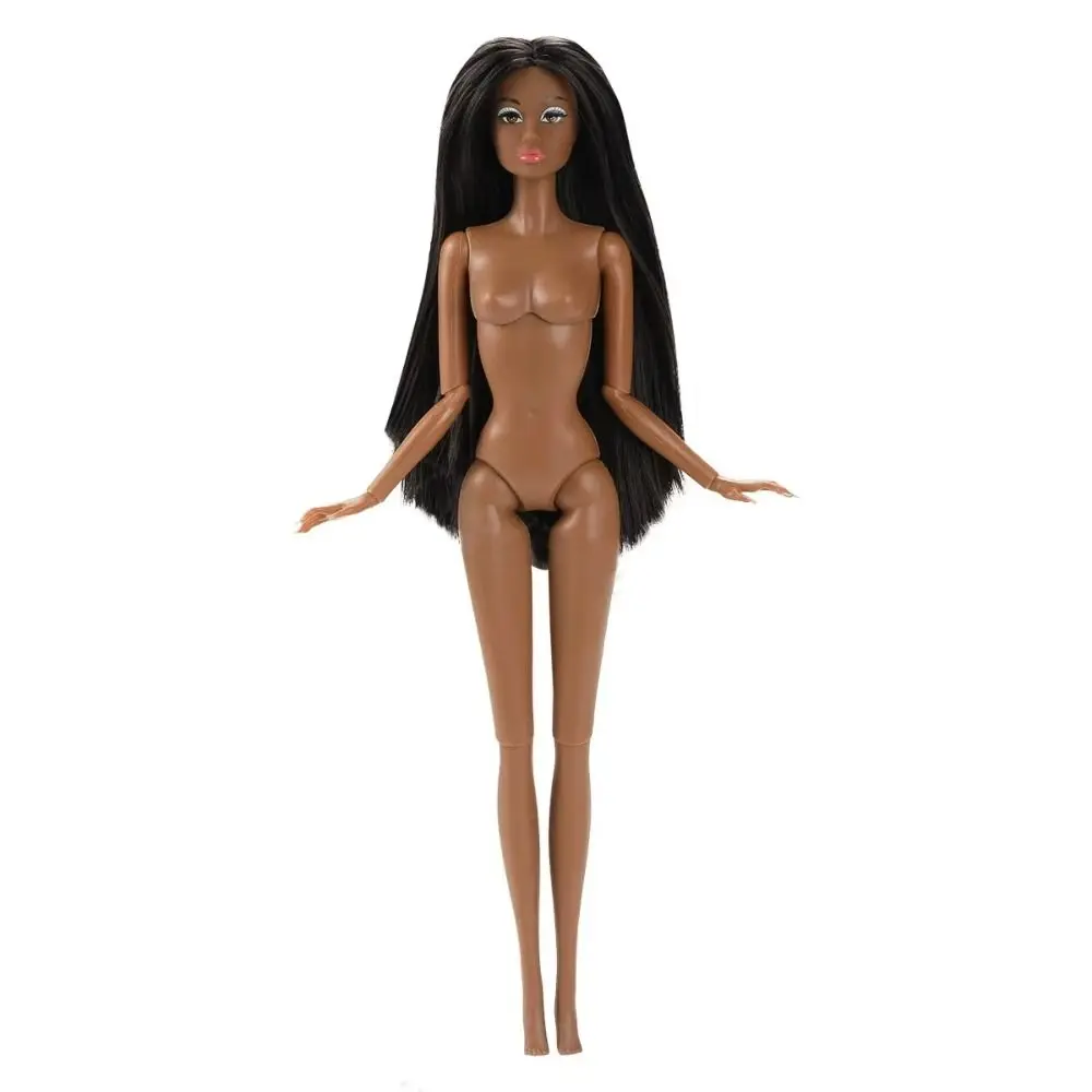 Fashion European Supermodel Nude Doll Dark Skin Dress Up 1/6 Doll Model 32cm Curly Hair Action Figure Body Children Gift