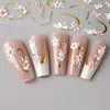 5D Embossed Kawaii Floral Gold Line Sliders Spring White Flowers Nail Stickers DIY Simple Petals Wedding Nails Decals Accesories 4