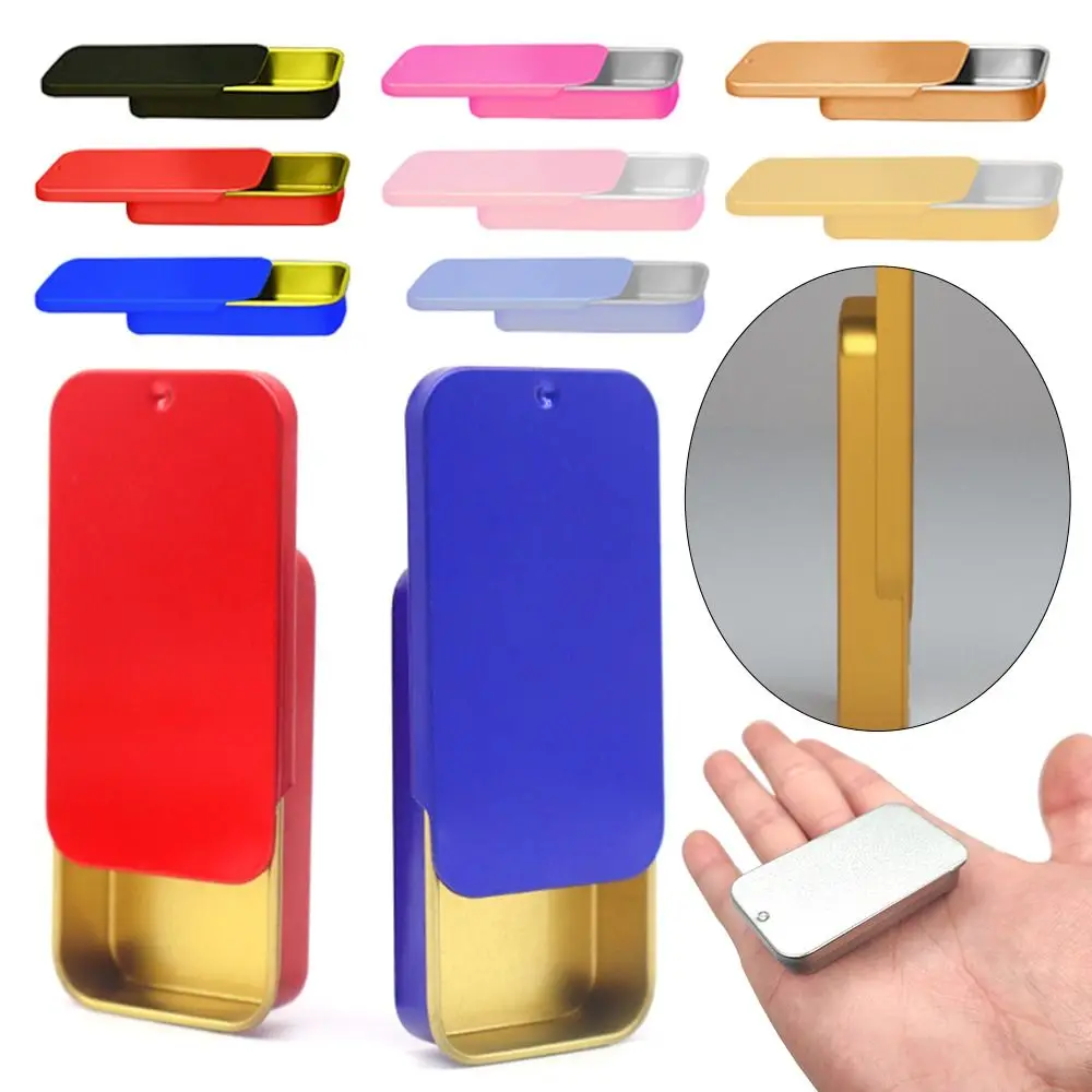 Sliding Cover Mini Rectangular Tin Box for Candy, Pills, and Bird Training Food