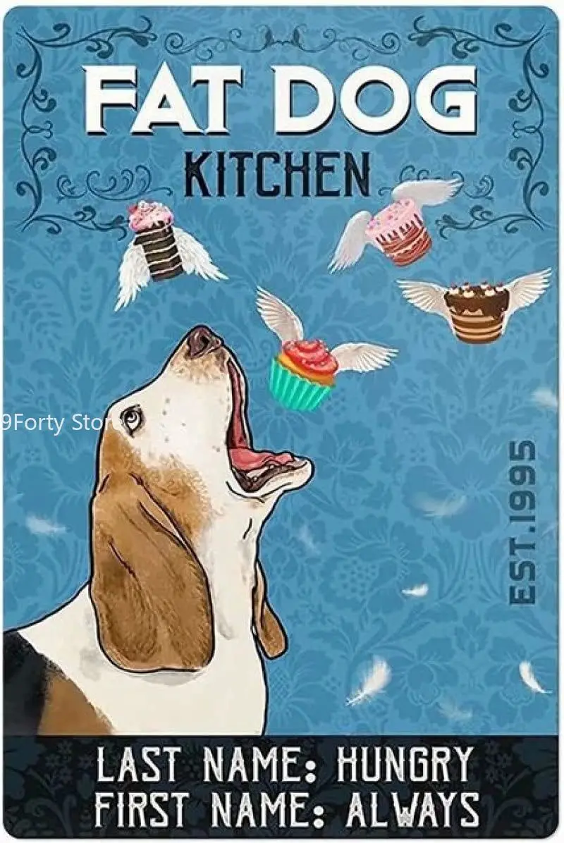 

Metal Tin Sign Fat Dog Kitchen Vintage Tin Retro Sign Aluminum Signs for Kitchen Home Office Bar Cafe Decor