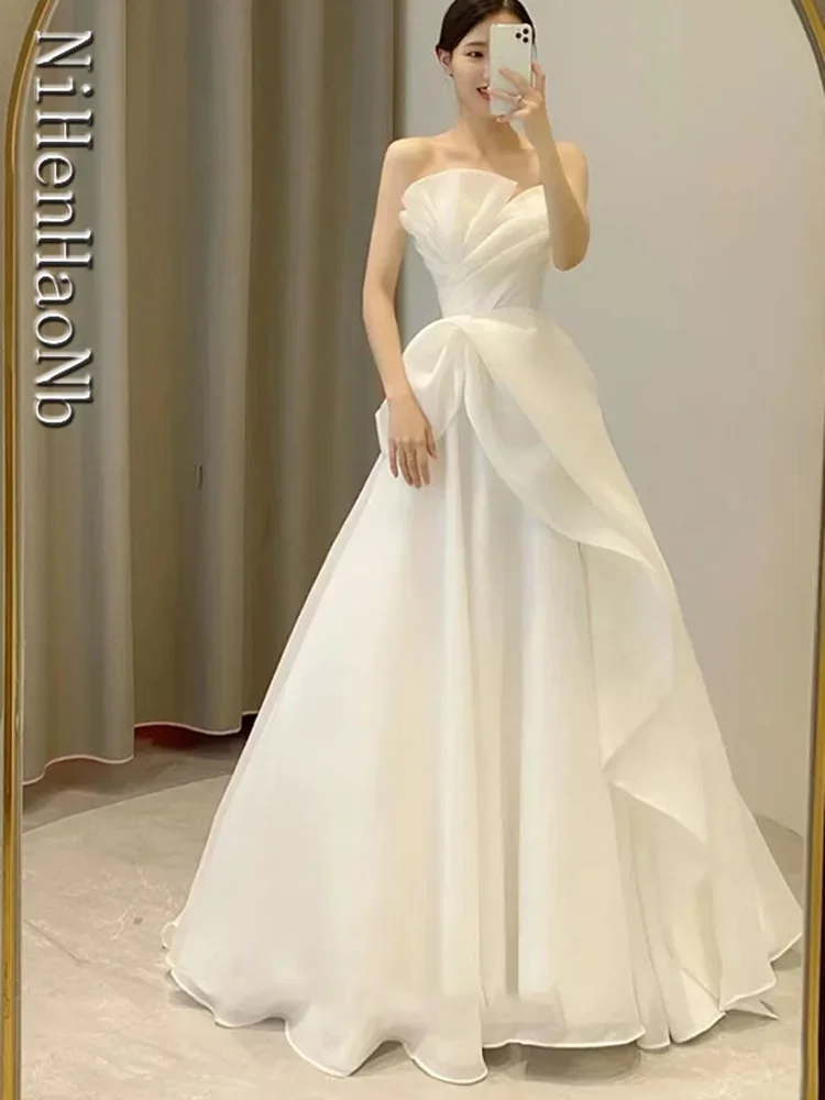 Robe De Mariee New Wedding Dresses Strapless Fashion Cheap Bride Dress Vestidos De Novia 2