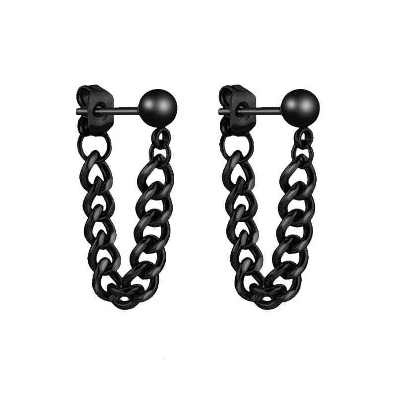 Rock Punk Edelstahl Schwarz Baumeln Anhänger Punk Minimalistischen Hängenden Frau Tropfen Ohrring für Mann Piercing Ohr Schmuck Neue In – Detail 5
