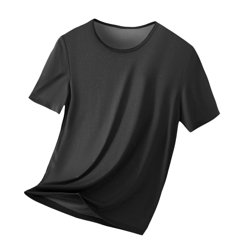 남성용 아이스 실크 메쉬 시스루 셔츠, 섹시한 피트니스 속옷