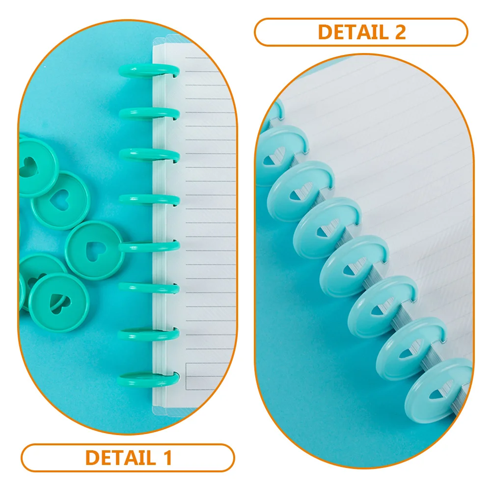 80 Pcs Macaron Color Heart Shaped Binder Discs Binding Buckles Book Discs Planner Accessories Small Binder Clips Loose