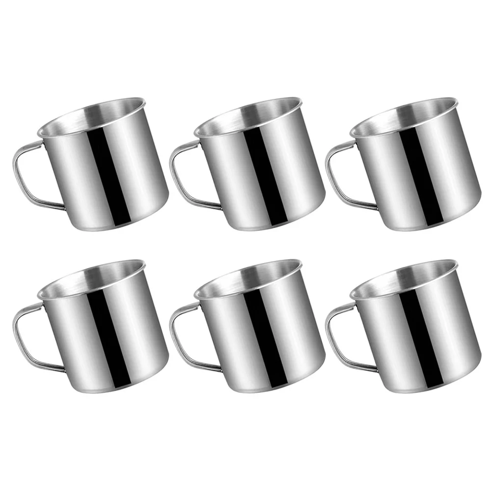 

6 Pcs Stainless Steel Drinking Cup Water Mugs Espresso Measuring Western Coffee