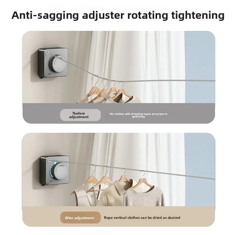 Retractable Clothesline Indoor Wall Mounted Non-Sagging