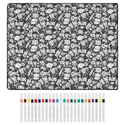 Personalized DIY Coloring Blanket with 24 Markers for Stress Relief and Unique Creative Decor (Monster Design)