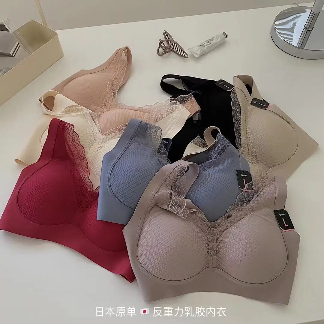 

Thai Latex Bras Deep V Sexy Push Up Comfortable Underwear Lace Girls Bra Top