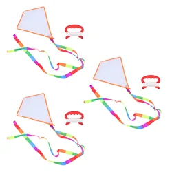 3 Sets Kites Diy Kids Blank Painting Kite Making Flying Fly Your Easy Beach Own Diamond Coloring Toy Make Craft(Random Color)