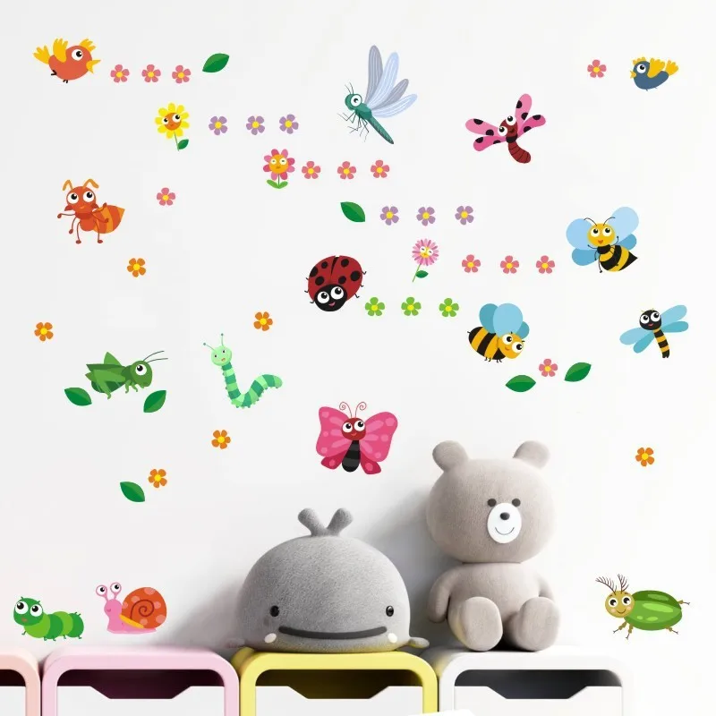 

Summer insects Wall Sticker Kids Decal Mural Girl Boy Room Decor Removable