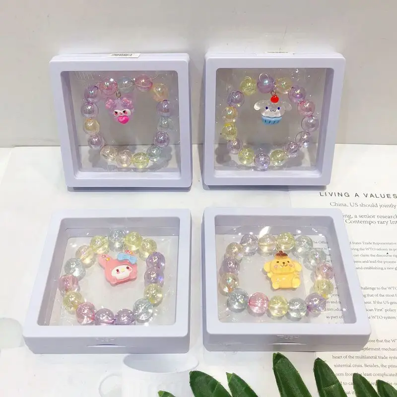 

New Sanrio Creative Kuromi Cinnamoroll Melody Accessories Cartoon Crystal Bracelet Student Kawaii Fashion Accessories Small Gift