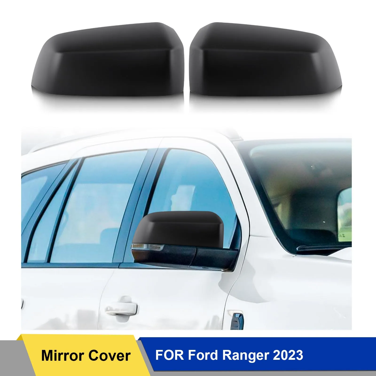 

Matte Black Rear View Side Mirror Cover Protection For Ford Ranger T9 2023 2024 XLT XLS XL WILDTRAK SPORT Next Gen Accessories