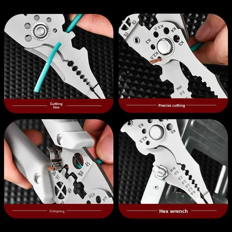 Electrician Pliers, Professional Wire Stripping and Crimping Tool, Multi-Function Hand Tool for Cable, Wiring, Must Have DIY