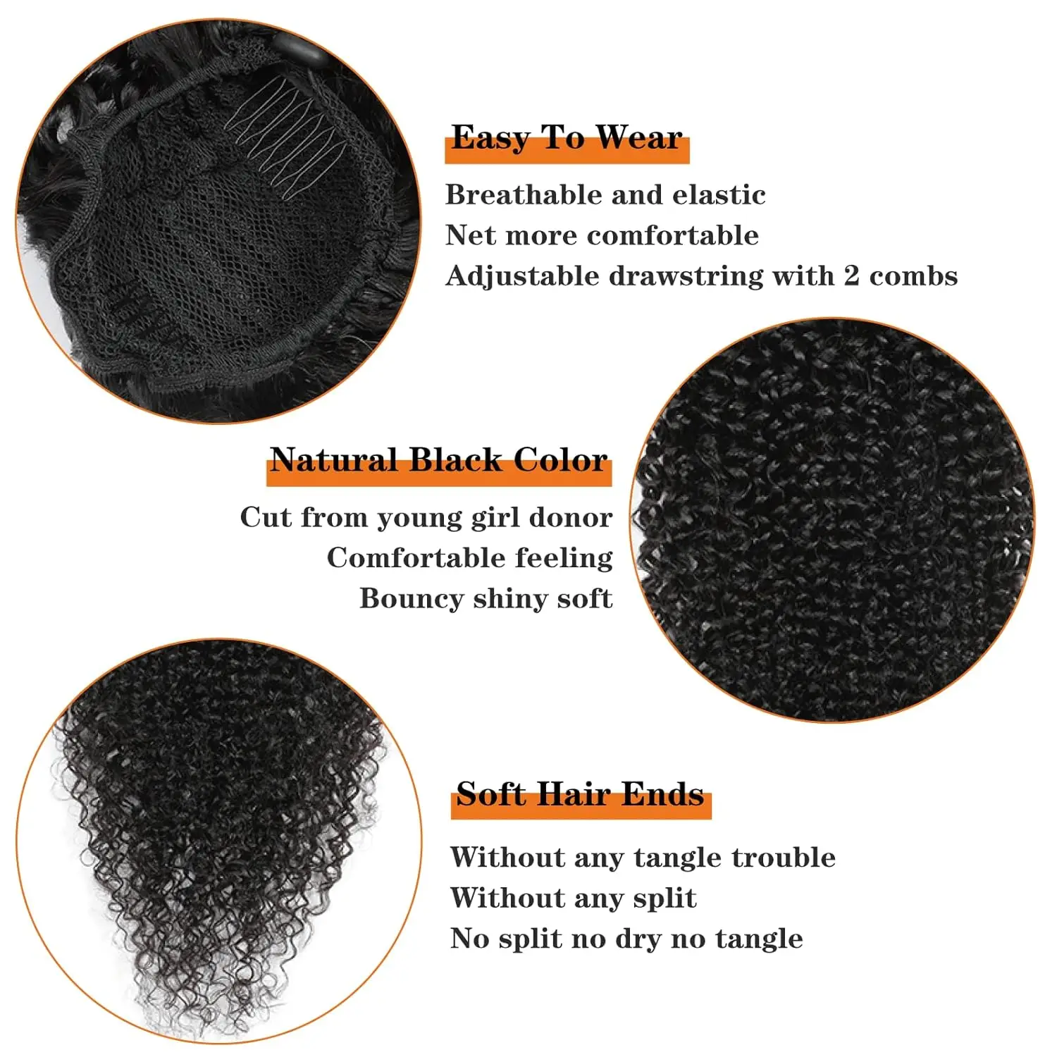 Curly Clip Ponytail Human Hair 100gram Brazilian Virgin Kinky Curly Human Hair Drawstring Ponytail Extension For Black Women
