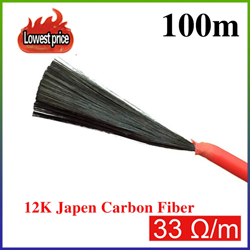 Best Price 10M 15M Minco Heat 12k 33Ohm Fluoroplastic Carbon Fiber Heating Cable Floor Electric Warm Wire, Room heater Hotline