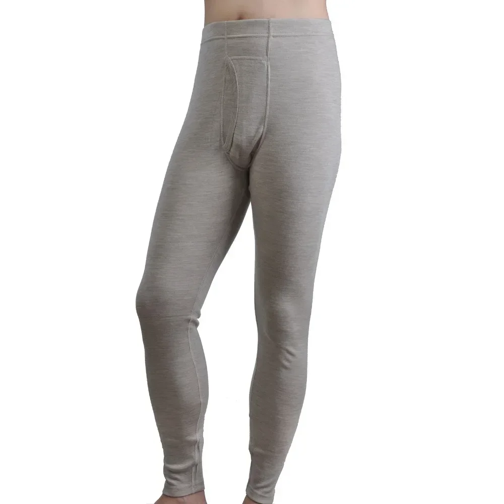 Men Pure 100% Merino Wool Winter Long Sleeves Thermal Warm Thick Sweater Underwear Thicker Tops bottom Set