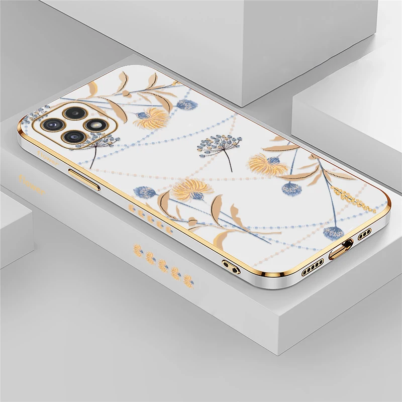 Retro Leaves Plating Shockproof Flower Silicone Phone Case