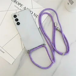 Premium Crossbody Lanyard Clear Protective Case - Shockproof Silicone TPU Cover for Note 20 Ultra (Purple Rainbow)