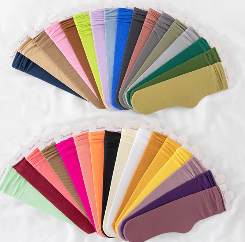 Multicolor Solid Color Ice Silk Velvet Mid Tube Socks Women Summer Soft Thin Rolled Edge Crew Socks Japanese Casual Long