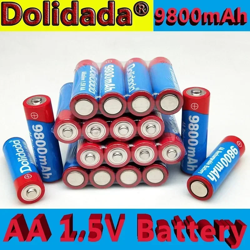 

100PCS 2023 New AA rechargeable battery 9800mah 1.5V New Alkaline Rechargeable batery for led light toy mp3