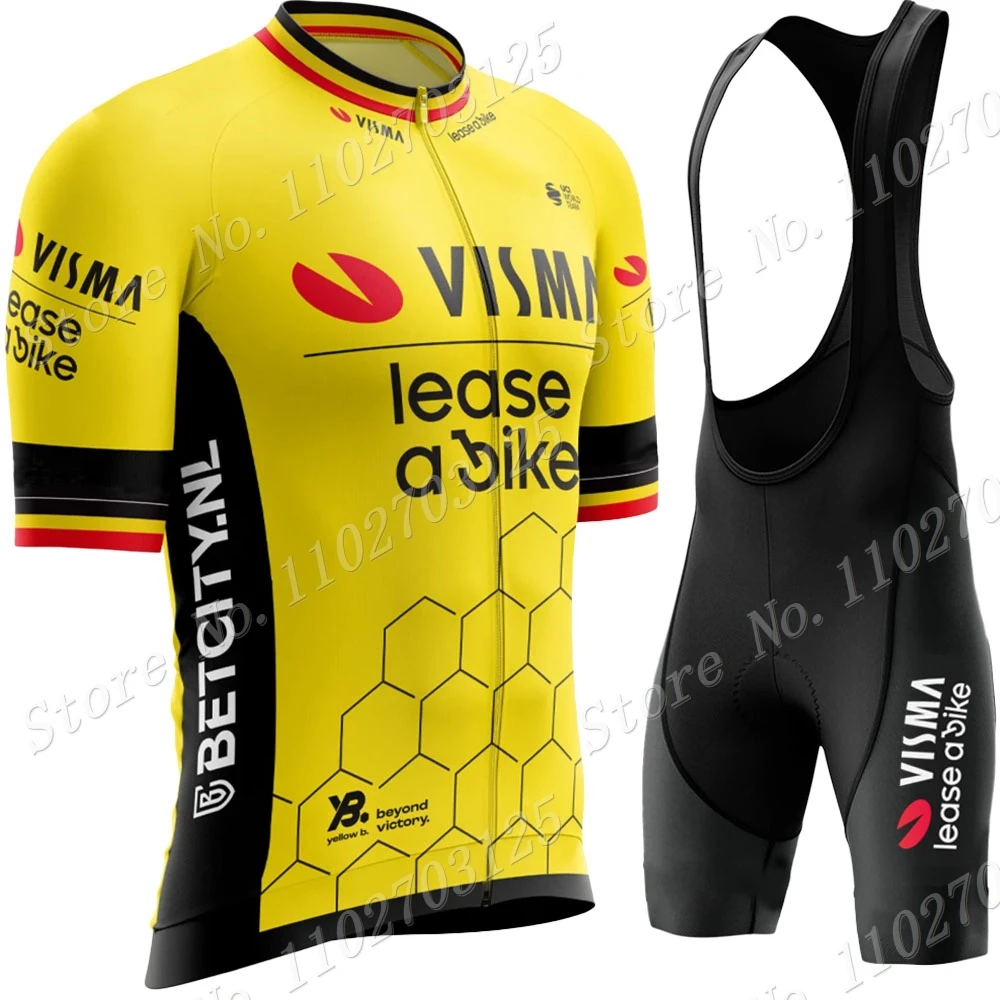 

Team Visma Lease A Bike 2024 Belgium Cycling Jersey Set Short Sleeve Hungary Clothing Road Bike Shirts Suit Bicycle Top Shorts