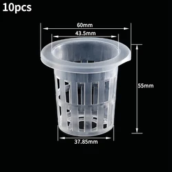 Set of 10 Hydroponic Growing Baskets with Sponge Inserts (White - 45 - 55)
