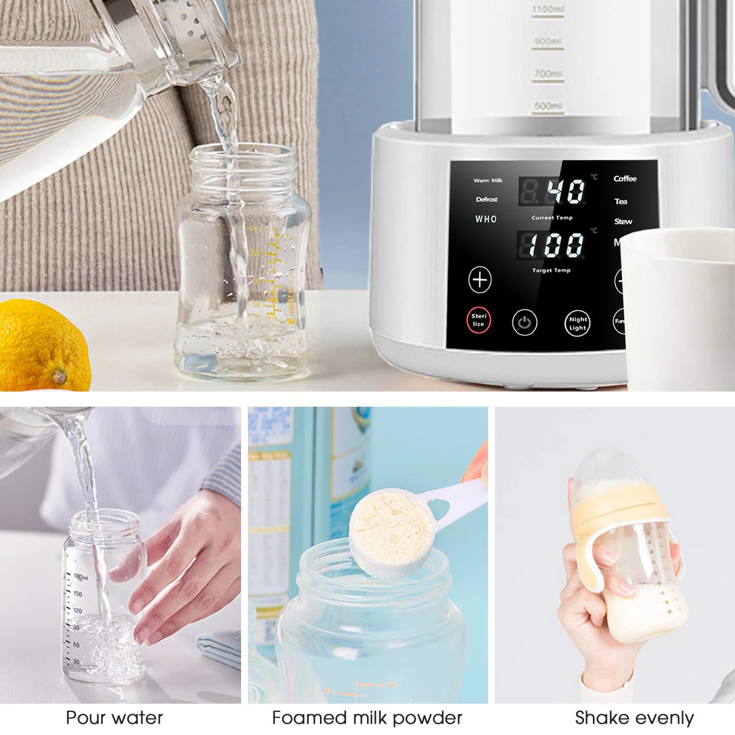 Baby Formula Kettle Warm Water Dispenser for Making Formula Accurate Temperature Control Boil-Dry Protection 24h Keep Warm 1.5L electric kettle,bottle warmer,milk bottle heater