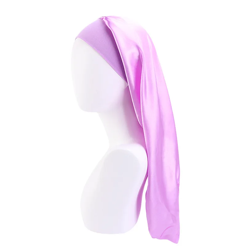 Satin Sleep Cap Elastic Wide Edge Bonnet Long Hair Sleeping Hats Wrap Night Cap Hair Care for Women Men Unisex