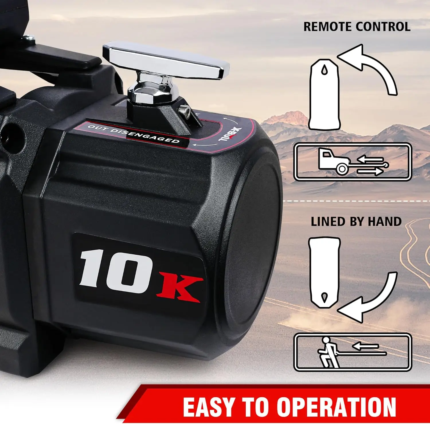 Winch-10000 Lb. Load Capacity Electric Winch Kit -12V Synthetic Rope Winch Waterproof IP67 Electric with Hawse Fairlead