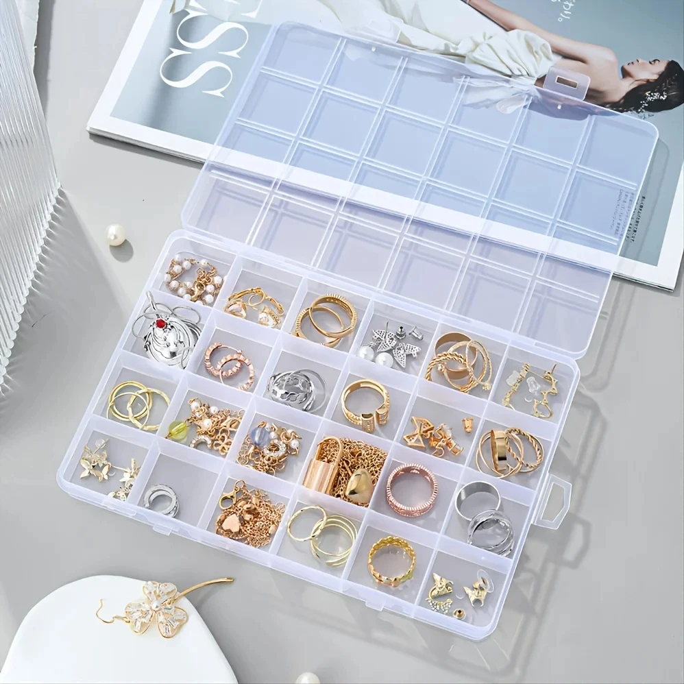24 Grid Plastic Organizer Jewelry Storage Box Container Transparent Shape Art DIY Crafts Jewelry Fishing Tackles Wholesale