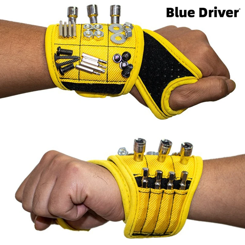 Magnetic Tool Wristband - Adjustable Wrist Strap with Strong Magnets for Holding Nails and Screws