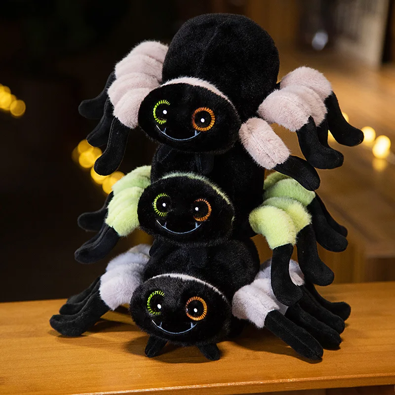 20-40cm Simulation Black Spider Plush Toy Plushies Stuffed AnimaI Insect Pillow Soft Doll Home Decoration Children Boy Gifts