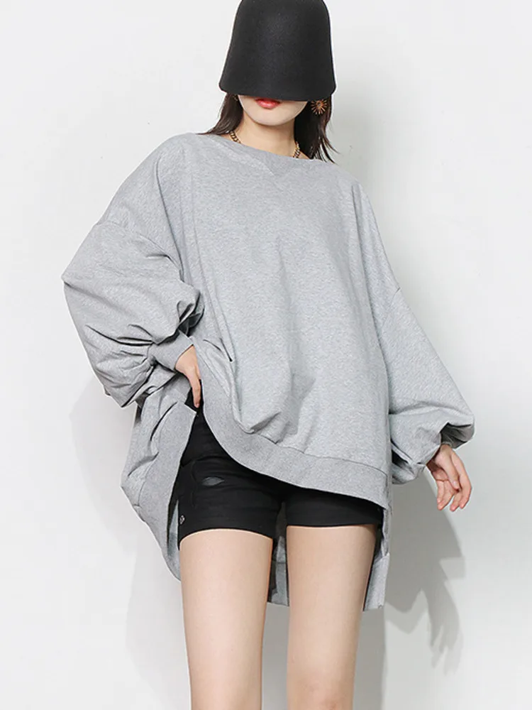 

Женская толстовка с круглым вырезом, однотонная свободная приталенная кофта в минималистском стиле, универсальный дизайн, весна-лето 2024