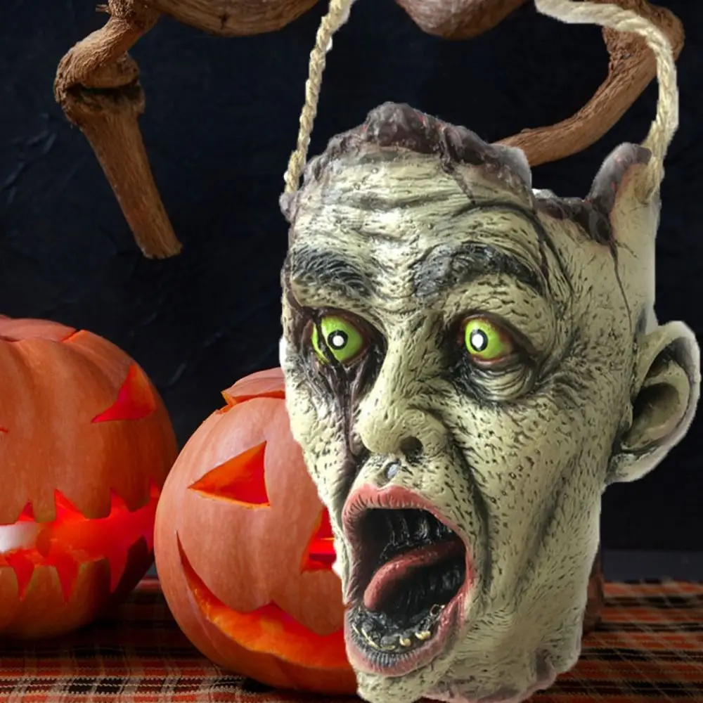 

Halloween Terrifying Head Shaped Candy Bucket Zombie Tote Bag Trick Or Treat Ghost Festival Parti Happy Day Decor for Kids Gift