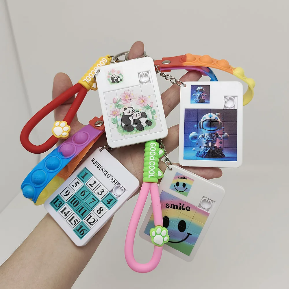 Number Klotski Pop Fidget Puzzle Keychain: Stress-Relieving Toy for Teens and Adults