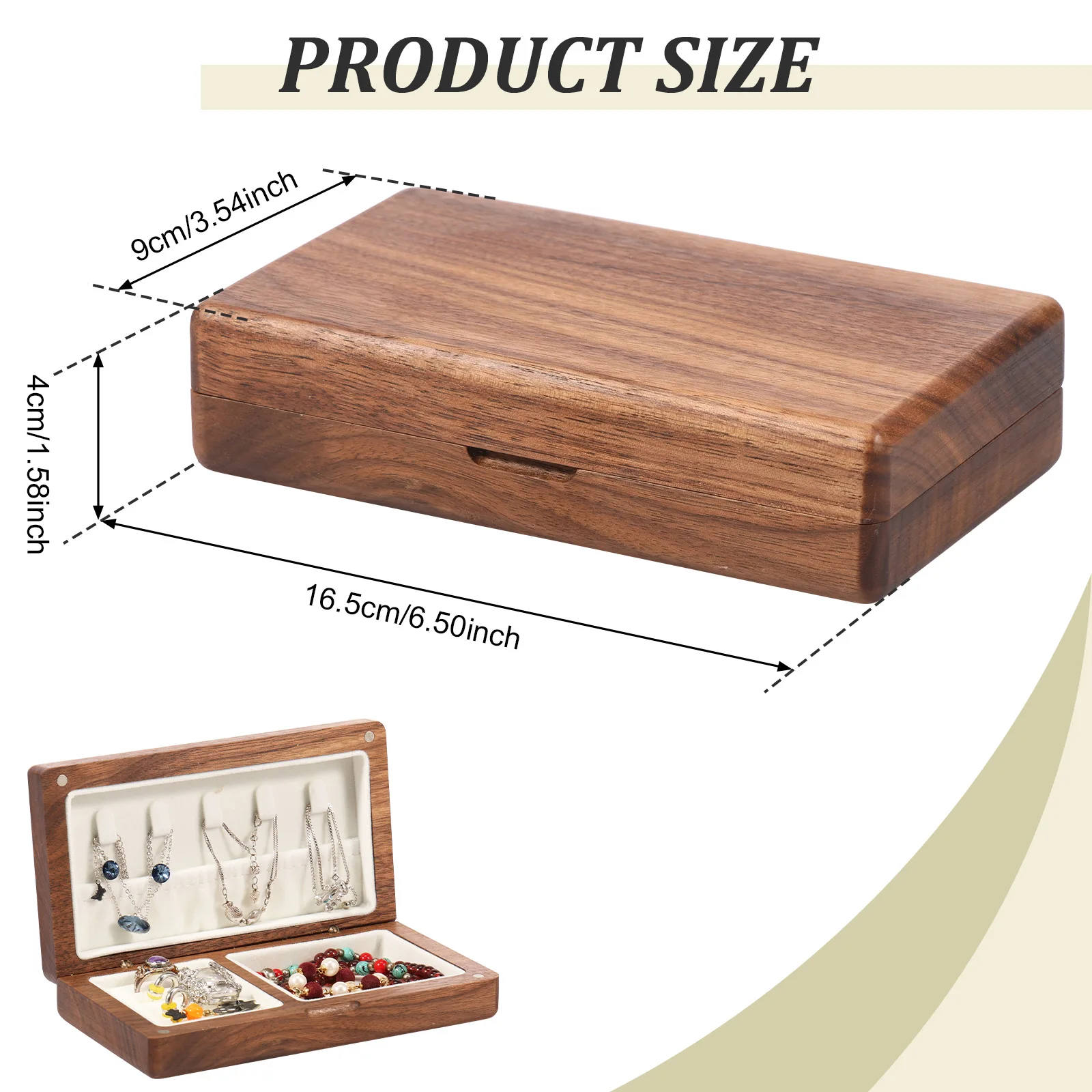 Portable Velvet Jewelry Storage Box Wooden Travel Jewelry Box Vintage Earring Ring Necklace Case Jewelry Storage Holder Box New 6