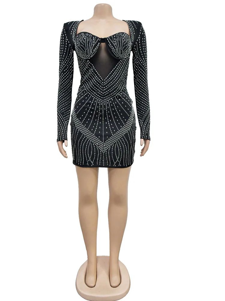 black dress crystal short Black Crystal Neckline Short Dress – Pooja Peshoria main image 0