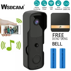 Wsdcam 1080P HD Video Door Bell Smart Wireless WiFi Ring Doorbell Security Intercom Video Camera Door Bell PIR Motion Detection