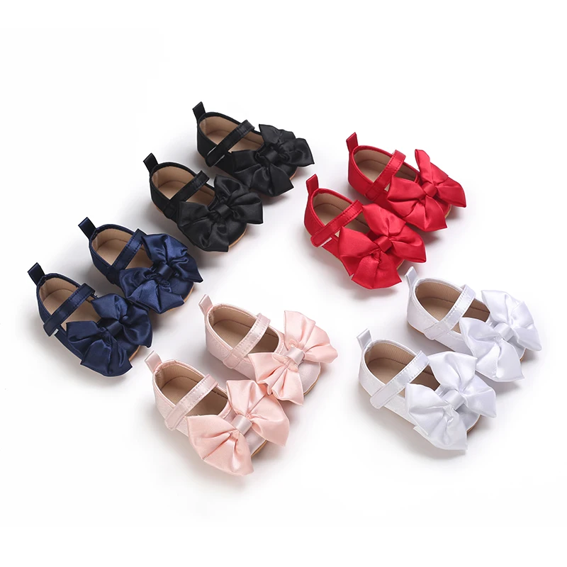 Baby Girl Casual Shoes Infant Toddler Bowknot Non-slip Rubber Soft-Sole Flat 0-18 Months First Walker Newborn Bow Decor