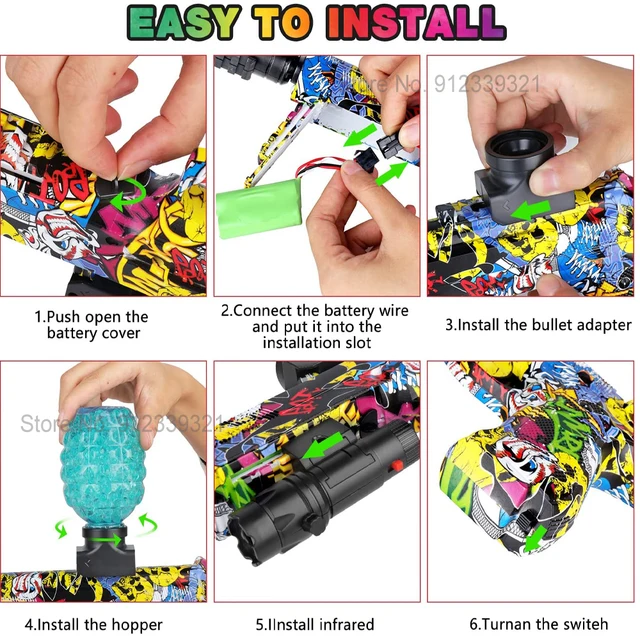 Hot AK47 Electric Gel Ball Blaster Rechargeable & Automatic Airsoft Pistol for Adults & Kids - Splatter Toy Gun with Water Beads 5
