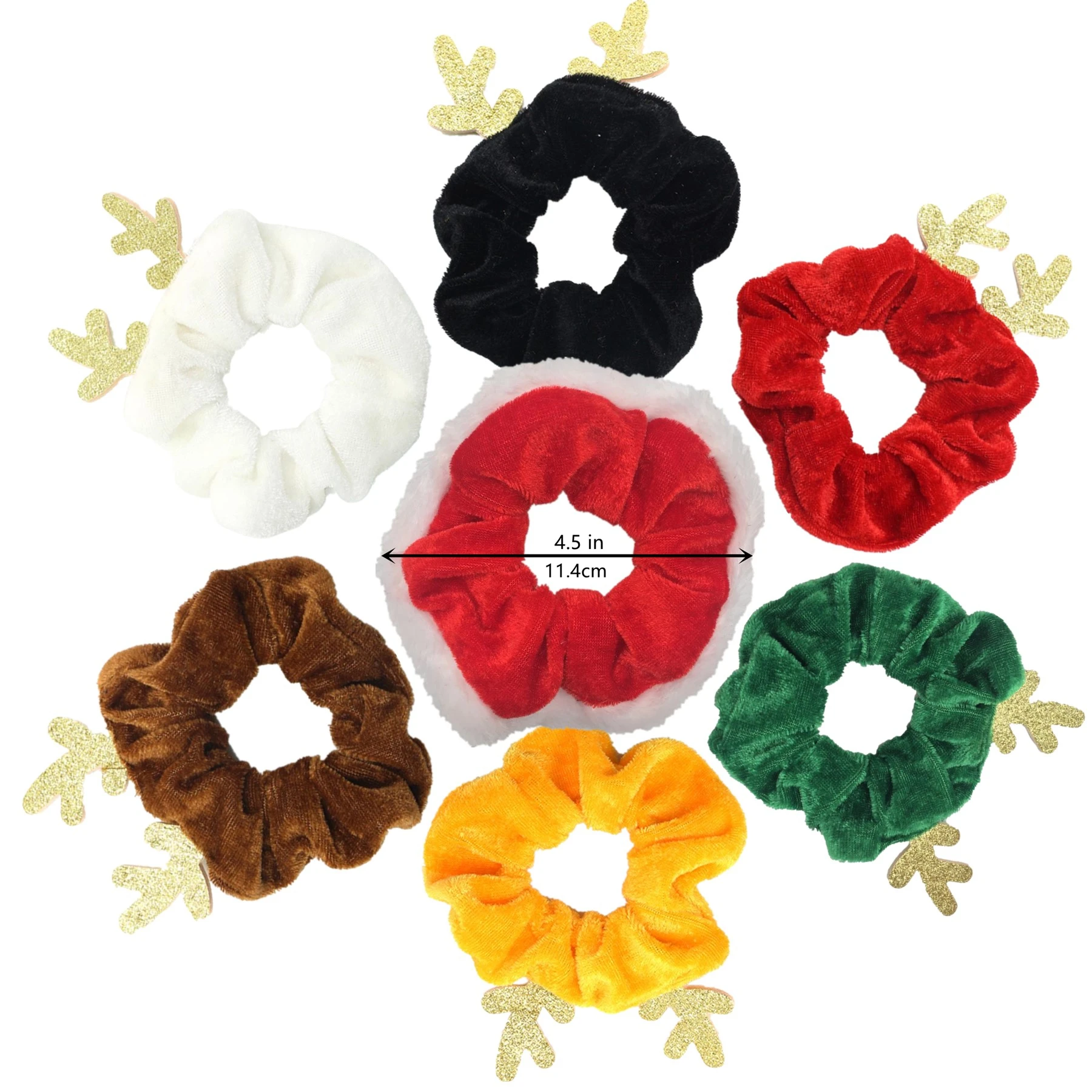 6 teile/los Party Dekoration Stoff Elastische Scrunchy Haar Bands Scrunchies Zubehör Kopfbedeckungen Für Weihnachten Santa Rot Elch Samt – Detail 2