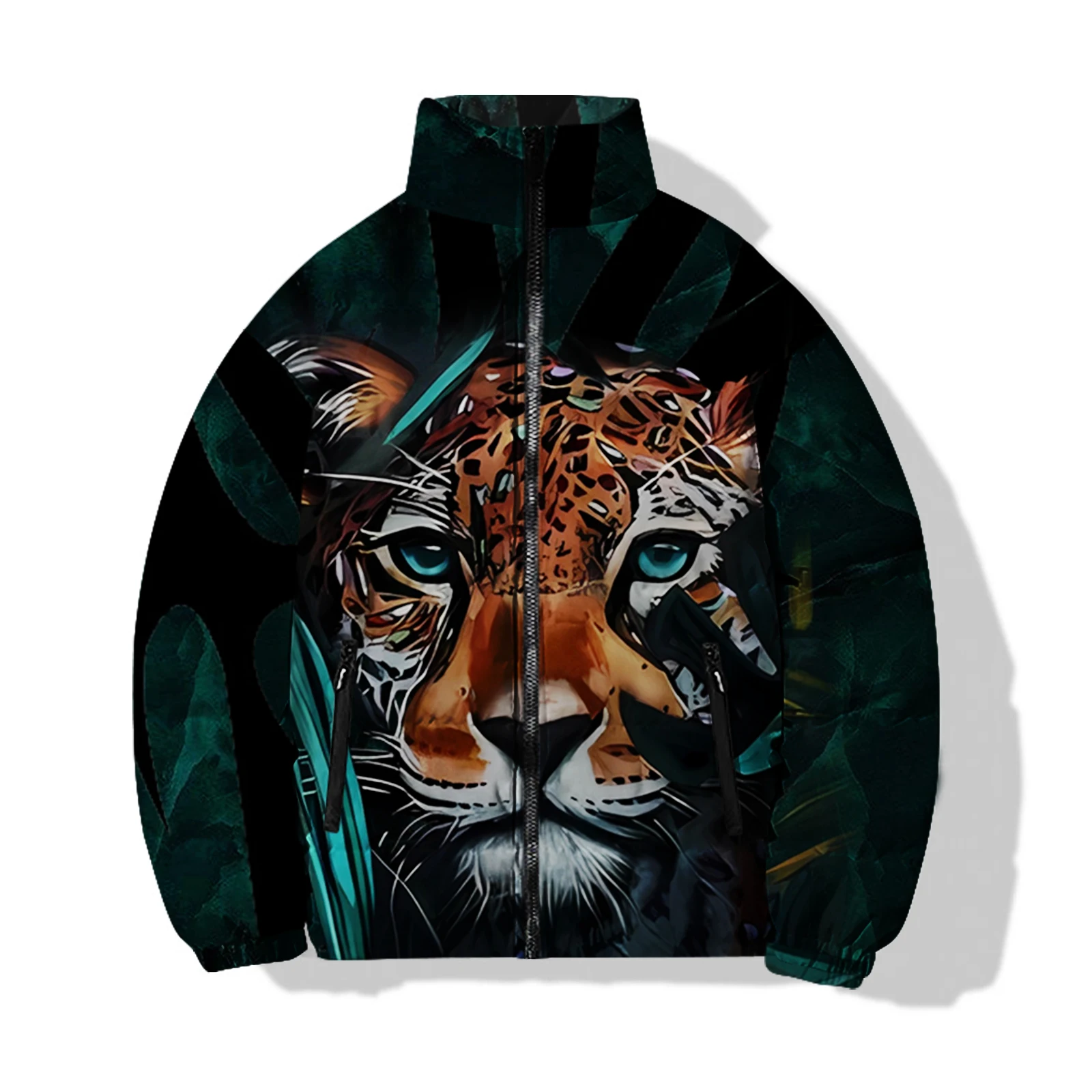 Chaquetas con estampado de tigre para hombre, parkas modernas y versátiles para hombre, parkas con estampado animal de moda, abrigos de invierno para hombre cómodos y cálidos