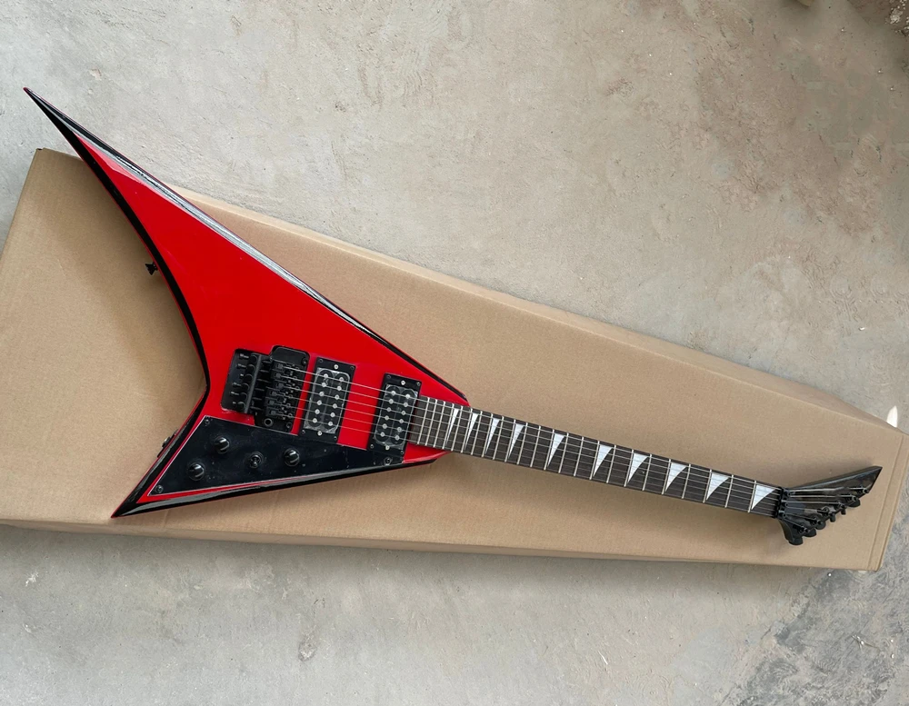 Flyoung Red Electric Guitar Rosewood Fretboard Tremolo Bridge Offer Customize