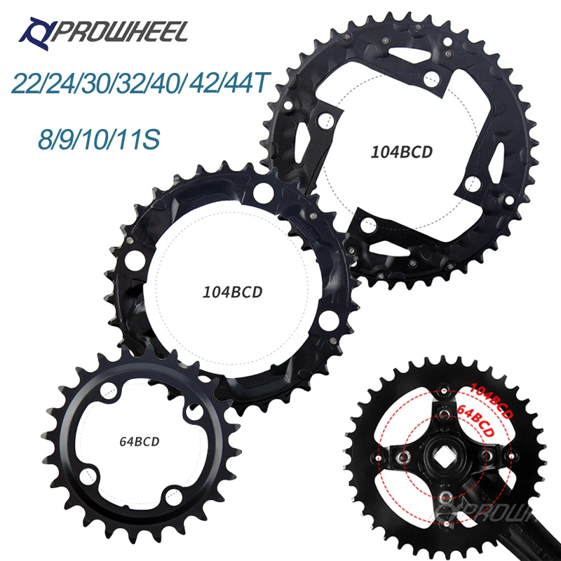 

PROWHEEL 104/64BCD 96/64BCD Bicycle Chainring 8/9/10/11S Mountain Bike Chainwheel 22/24/30/32/42/44T Triple MTB Chain Ring