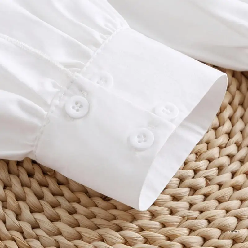 

Detachable Shirt Pleated Flared Sleeve Cuffs Solid Color Crumpled Wrist Decors